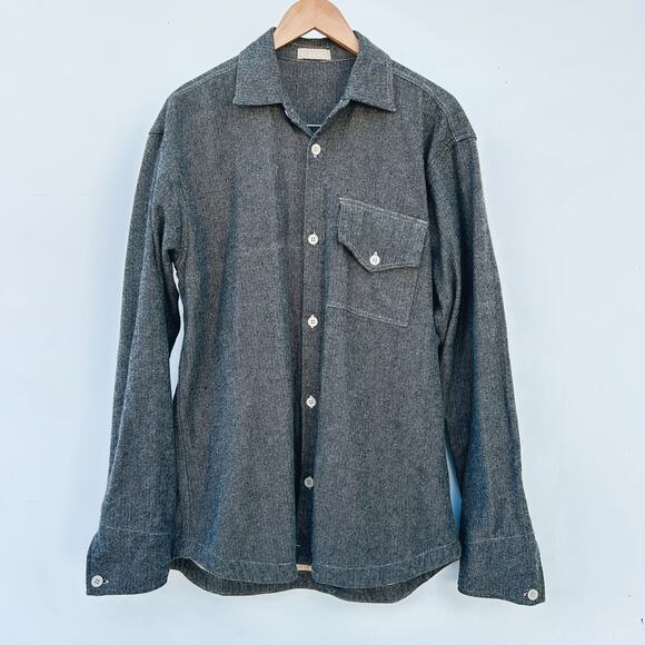 CP Shades Women's Thick Cotton Herringbone Button Down Long Sleeve Shirt Large - Picture 1 of 10